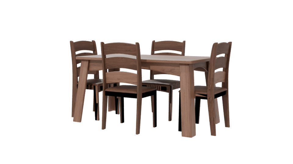 Elegant Wooden Dining Table Set - Professional 3D Model Render 6