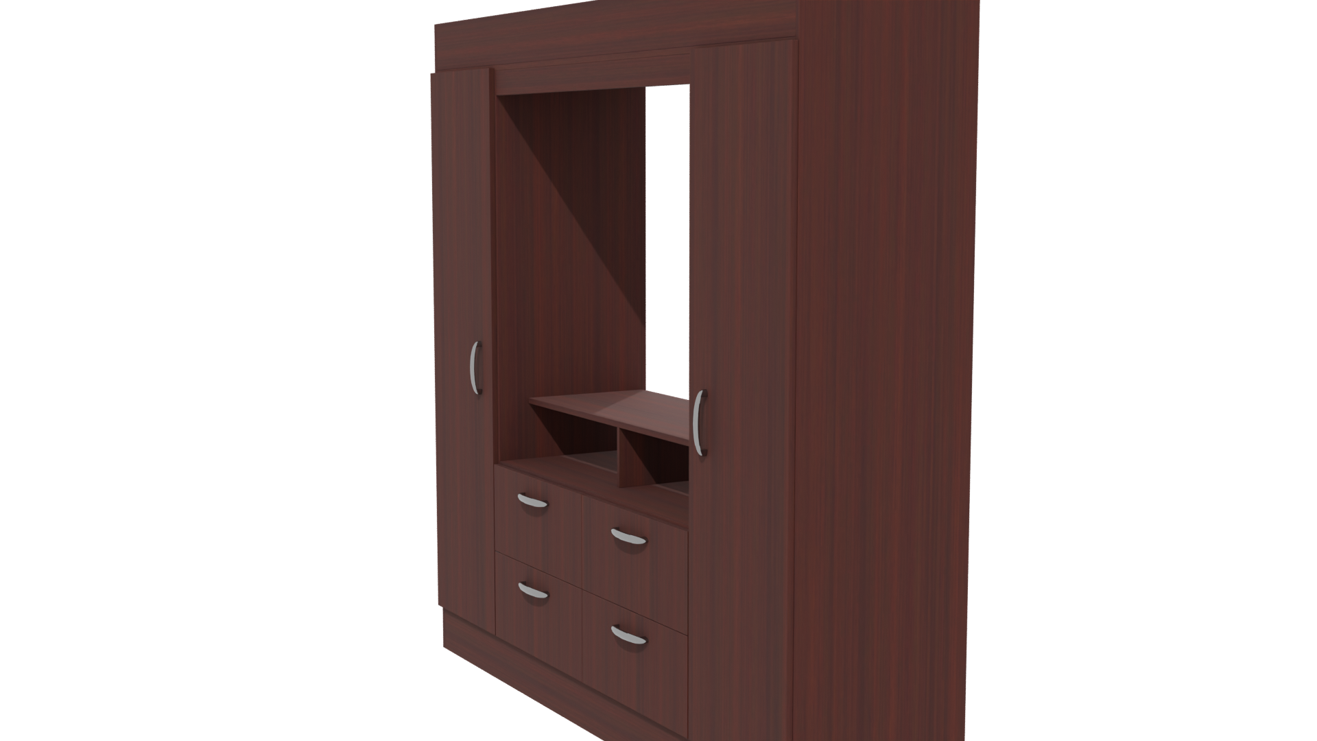 Contemporary Wood Entertainment Center 3D - Professional 3D Model Render 13