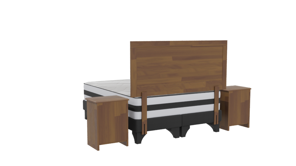Elegant Wooden Bed Set 3D - Professional 3D Model Render 4