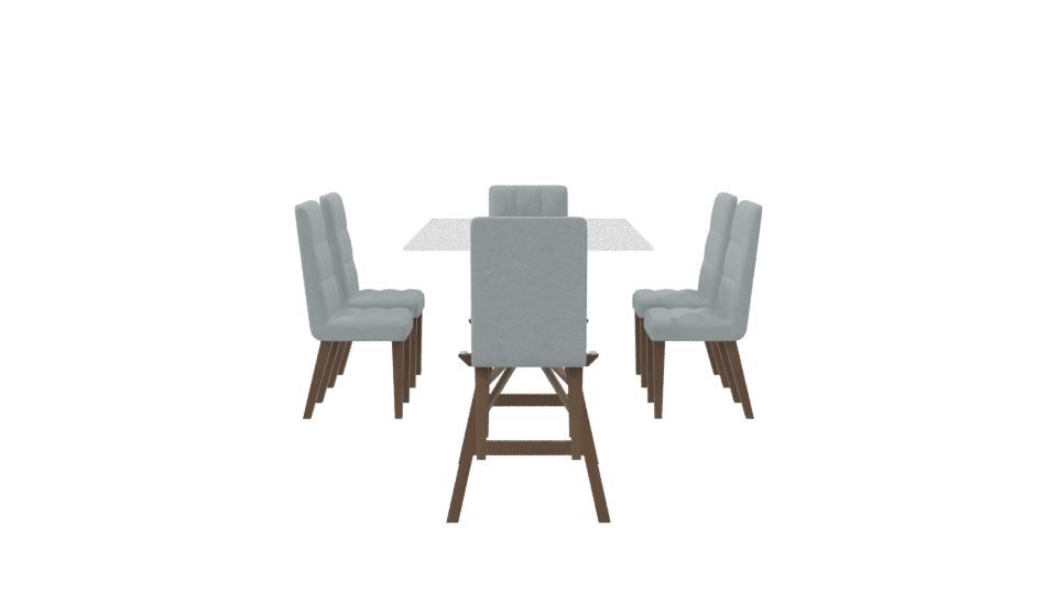 Stylish Glass Dining Table Set - Professional 3D Model Render 8