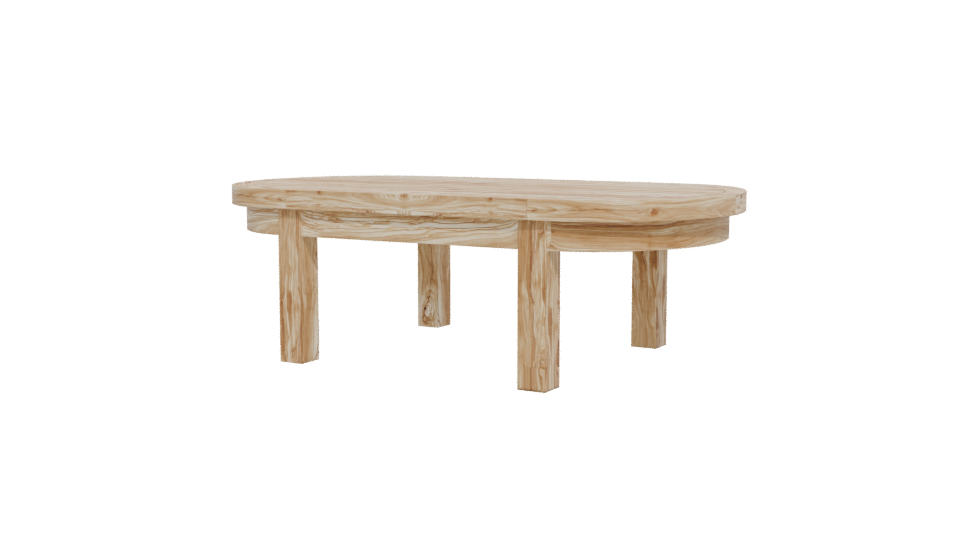 Stylish Oval Wooden Dining Table - Professional 3D Model Render 12