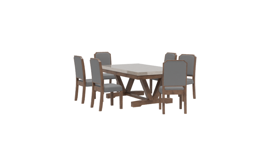 Stylish Wooden Dining Table Set - Professional 3D Model Render 13