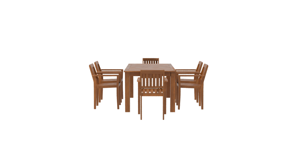 Elegant Wooden Outdoor Dining Set 3D Model - Professional 3D Model Render 8