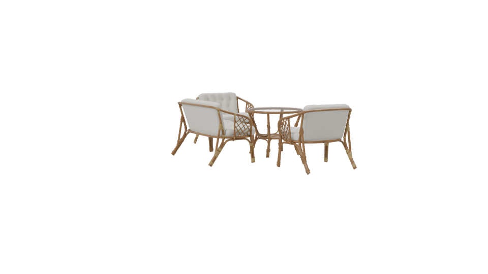 Elegant Rattan Furniture Set 3D - Professional 3D Model Render 7