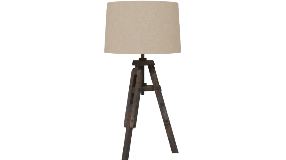 Industrial Wooden Tripod Lamp 3D - Professional 3D Model Render 6