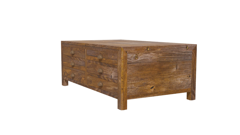 Vintage Wooden Storage Table Model - Professional 3D Model Render 13