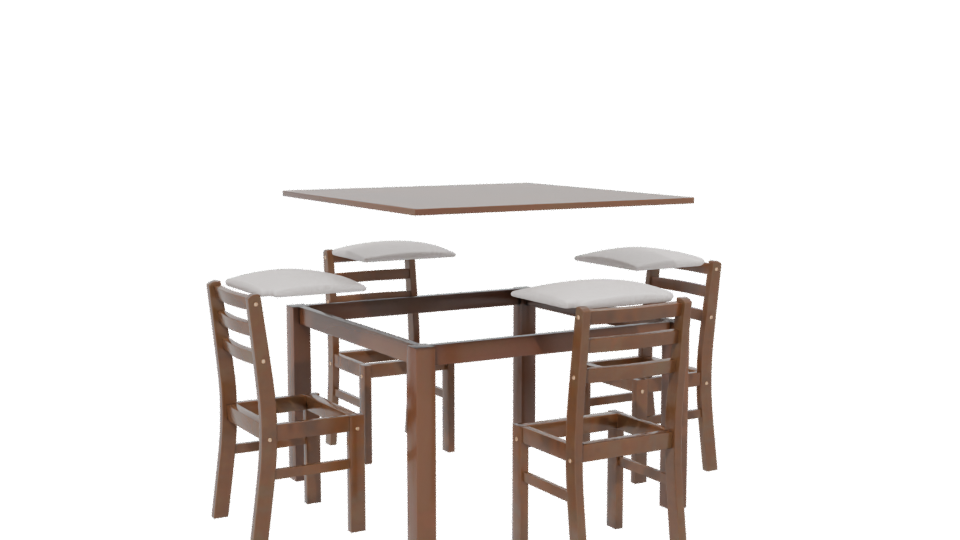 Elegant Wooden Dining Table Set - Professional 3D Model Render 13