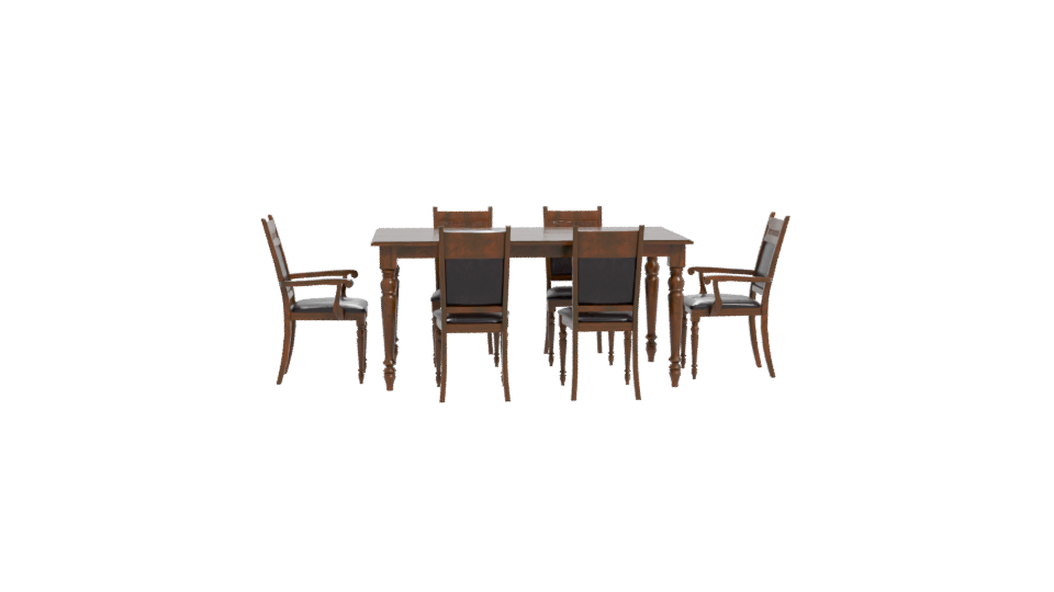 Elegant Wooden Dining Table Set - Professional 3D Model Render 11