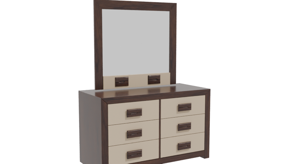 Modern Wooden Dresser with Mirror - Professional 3D Model Render 10