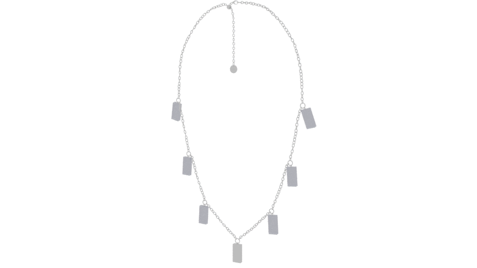 Elegant Silver Chain Necklace with Gemstone Accents - Professional 3D Model Render 6