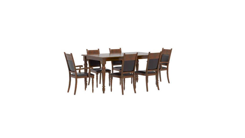 Elegant Wooden Dining Table Set - Professional 3D Model Render 4