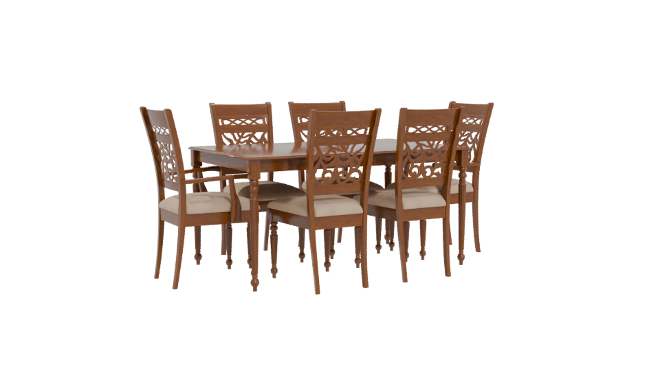 Elegant Wooden Dining Set 3D - Professional 3D Model Render 4