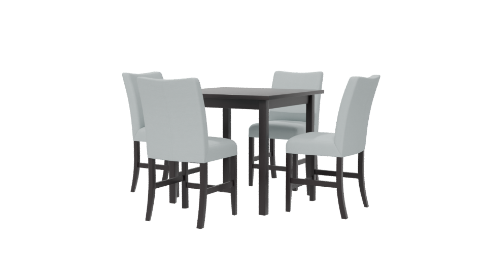 Stylish Modern Dining Table with Upholstered Chairs 3D Model - Professional 3D Model Render 6