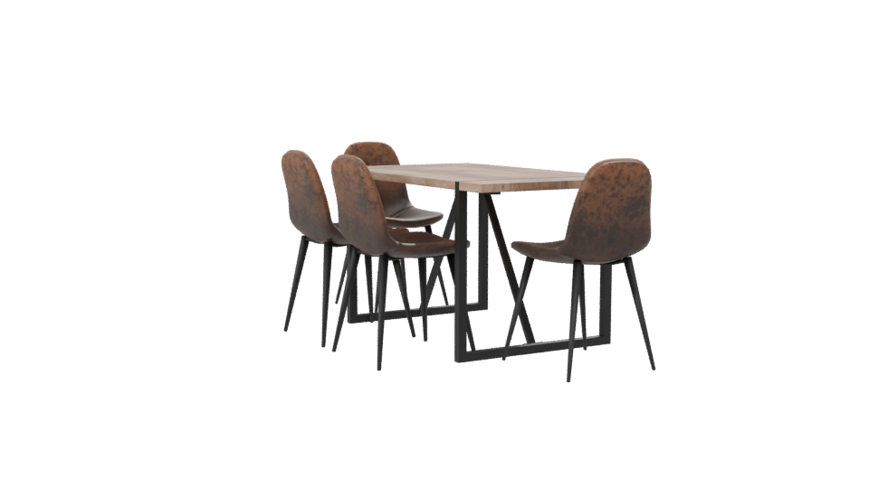Stylish Modern Dining Table with Chairs 3D Model - Professional 3D Model Render 7