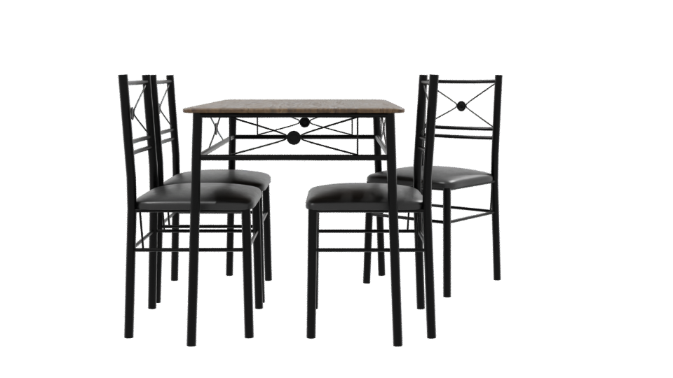 Stylish Wooden Dining Table Set - Professional 3D Model Render 8