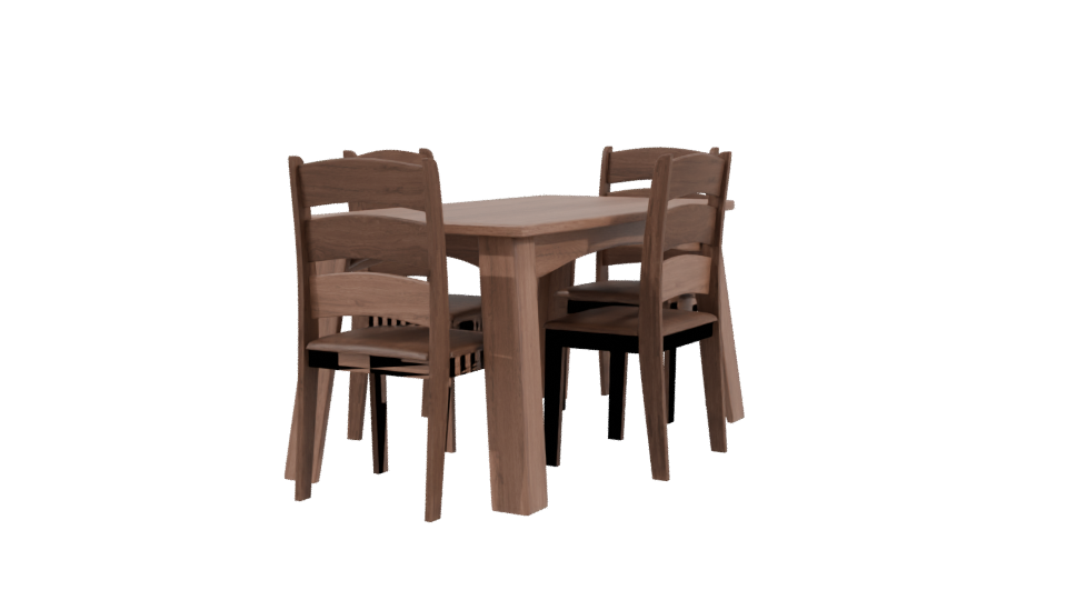 Elegant Wooden Dining Table Set - Professional 3D Model Render 3