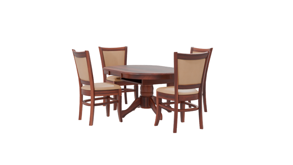 Elegant Round Wooden Dining Table Set 3D Model - Professional 3D Model Render 7