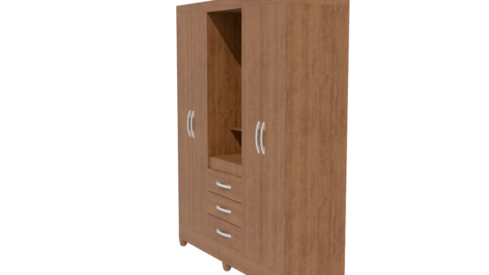 Wooden 4-Door Cabinet 3D Model - Professional 3D Model Render 13