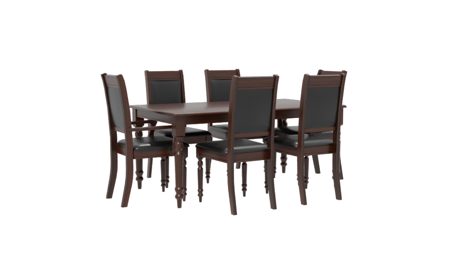 Elegant Wooden Dining Table with Chairs Set 3D Model - Professional 3D Model Render 13