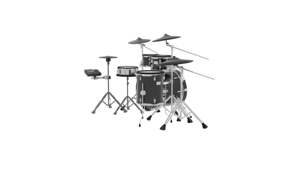 Realistic Black Drum Set 3D - Professional 3D Model Render 10