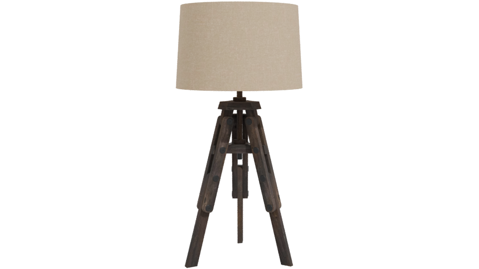 Industrial Wooden Tripod Lamp 3D - Professional 3D Model Render 11