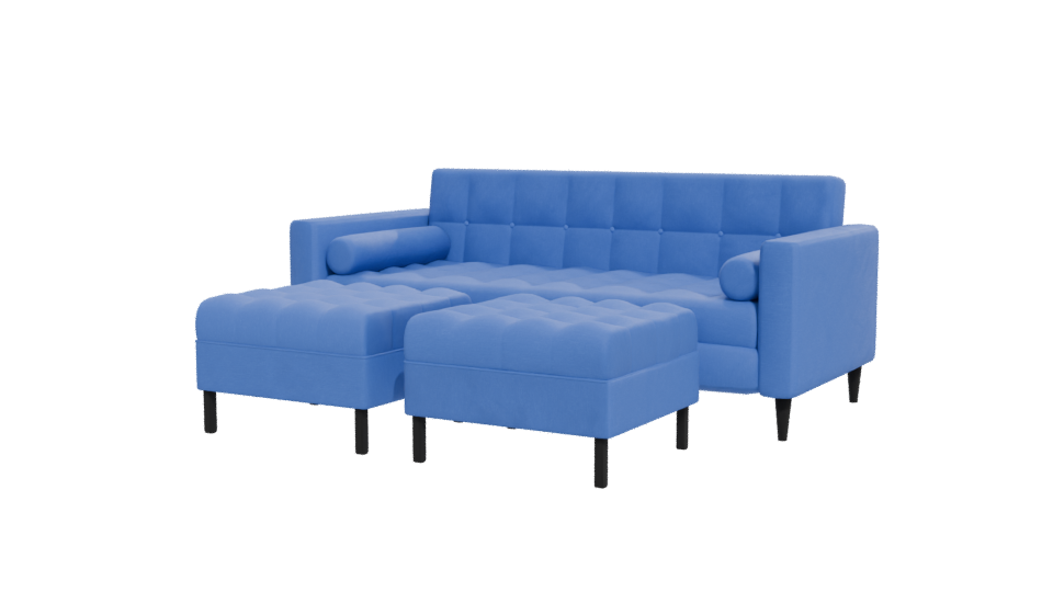 Retro Blue Sofa 3D Model - Professional 3D Model Render 12