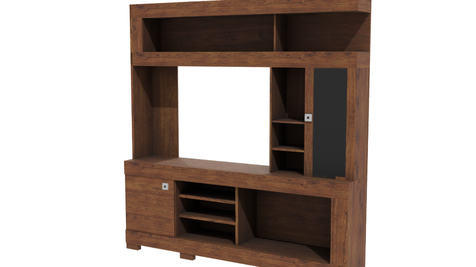 Contemporary Wooden Media Console - Professional 3D Model Render 12