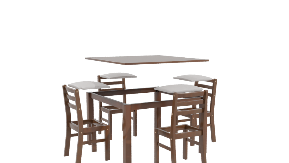 Elegant Wooden Dining Table Set - Professional 3D Model Render 10