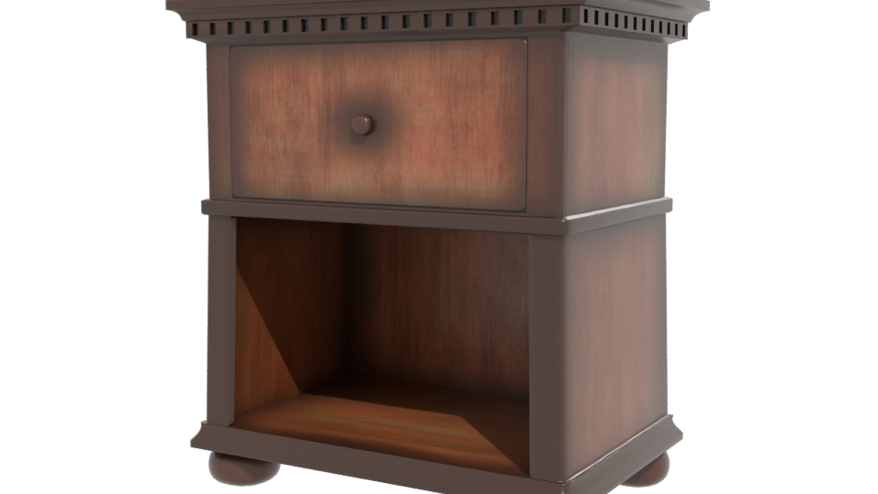 Vintage Wooden Nightstand Model - Professional 3D Model Render 12