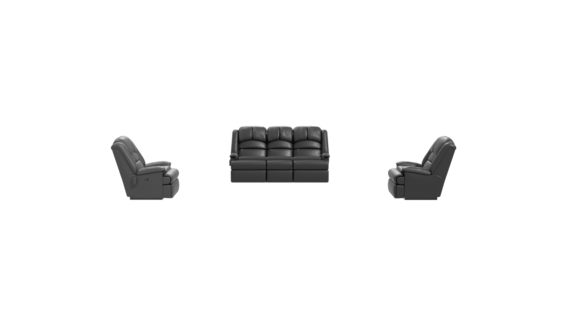 Stylish Black Sofa Set 3D - Professional 3D Model Render 11