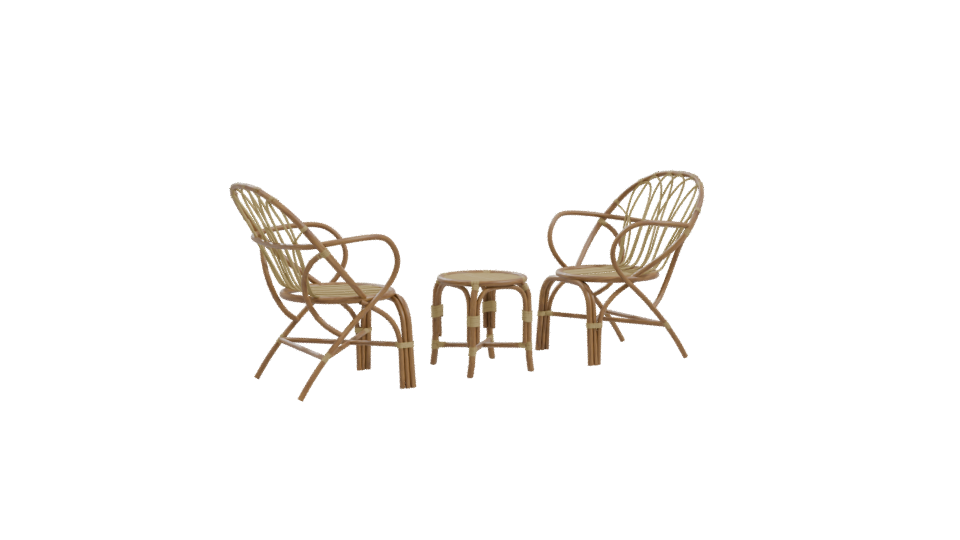 Stylish Rattan Furniture Set - Professional 3D Model Render 10