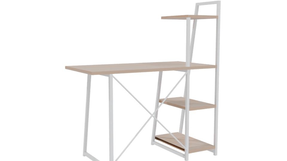 Minimalist Wood and Metal Office Desk 3D Model - Professional 3D Model Render 4