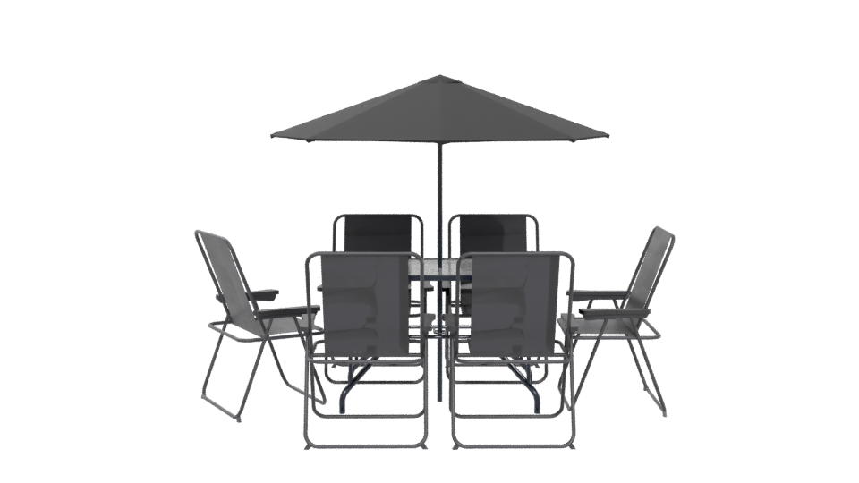 Stylish Outdoor Dining Set with Umbrella 3D Model - Professional 3D Model Render 5