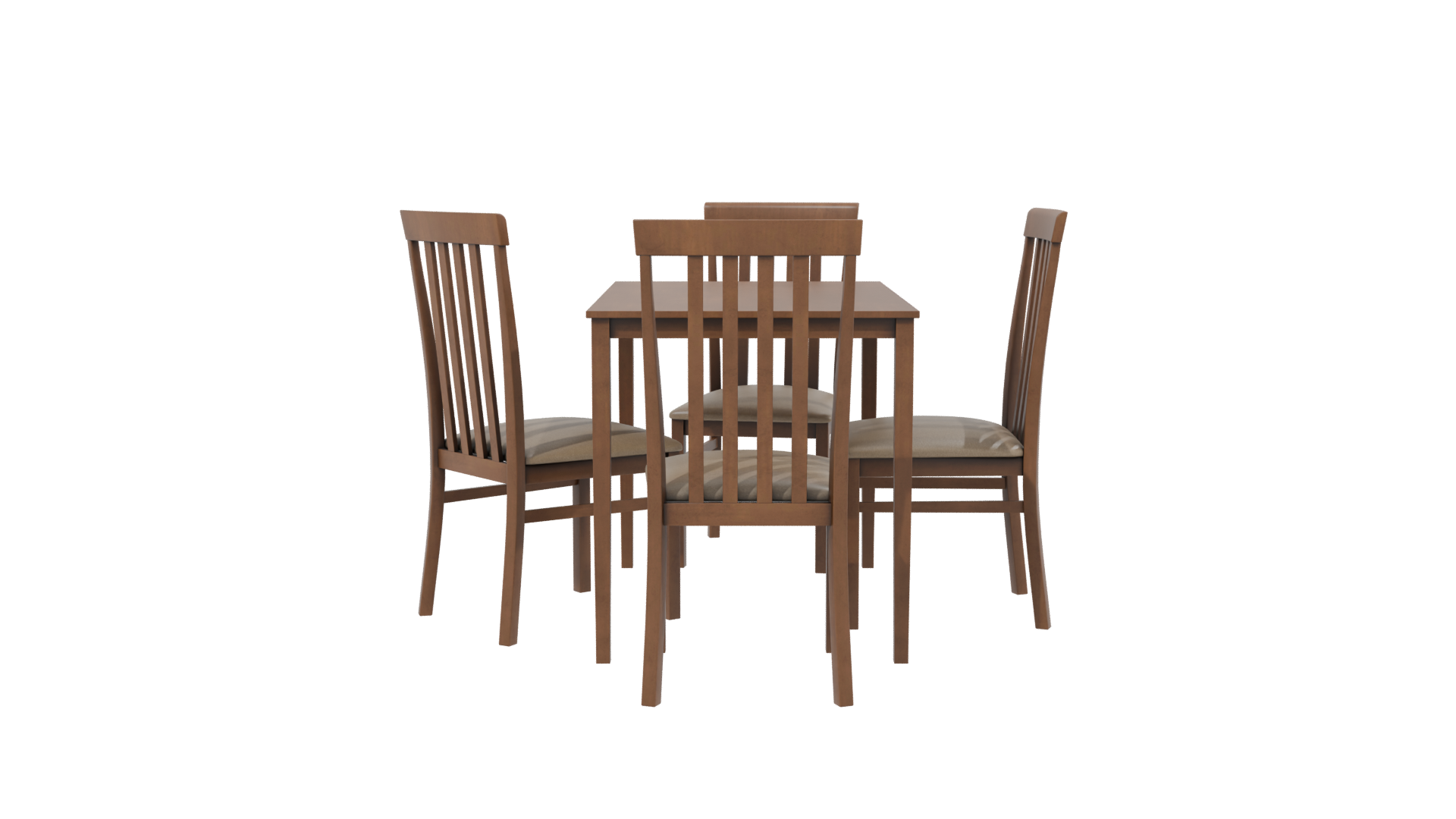 Stylish Wooden Dining Set 3D - Professional 3D Model Render 2