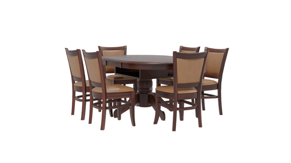 Elegant Round Wooden Dining Set - Professional 3D Model Render 13