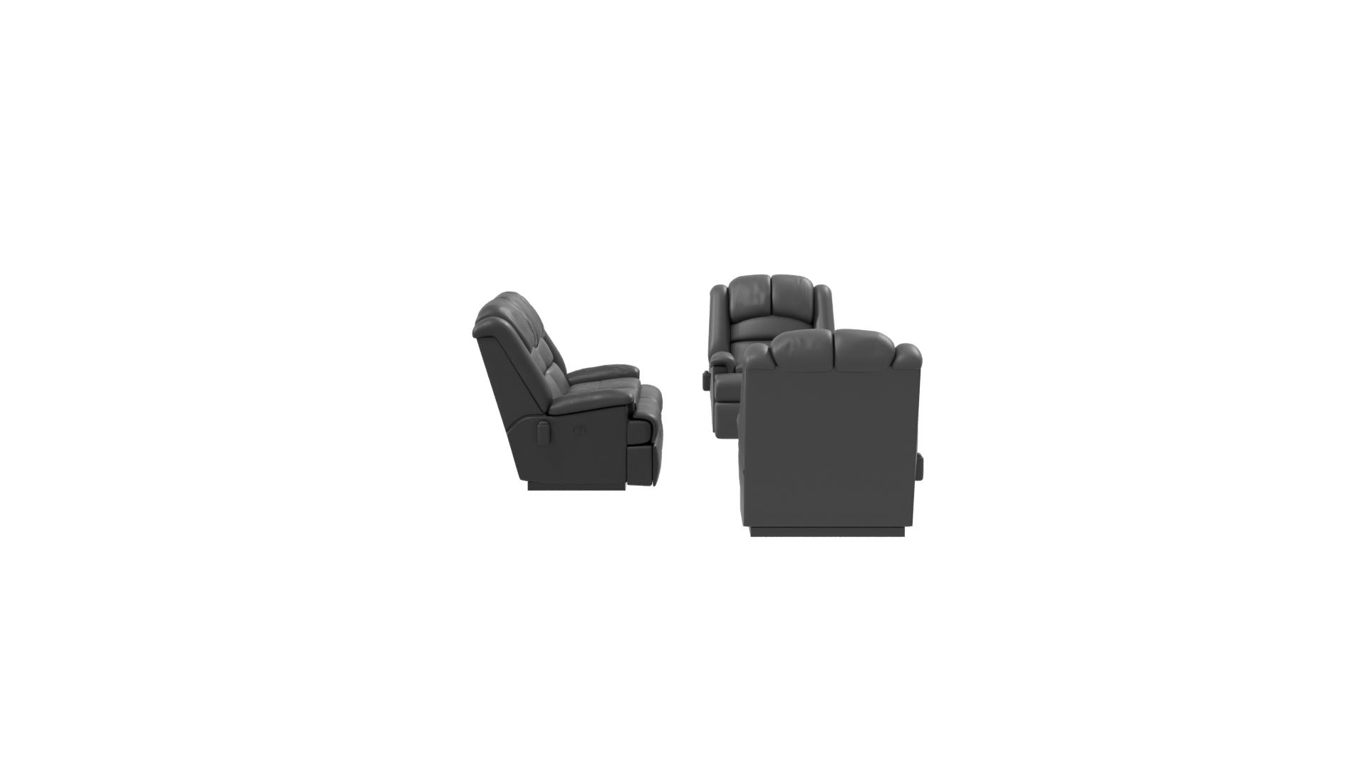 Elegant Black Leather Sofa Set 3D Model - Professional 3D Model Render 8