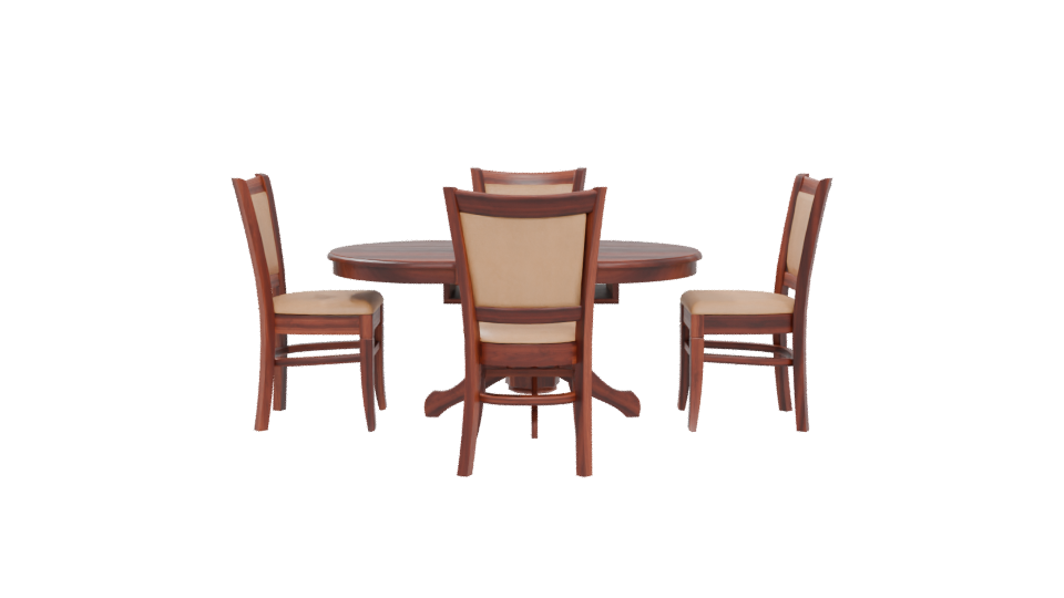 Elegant Round Wooden Dining Table Set 3D Model - Professional 3D Model Render 5