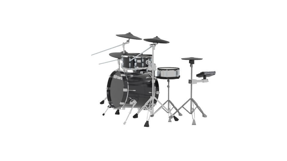 Realistic Black Drum Set 3D - Professional 3D Model Render 4
