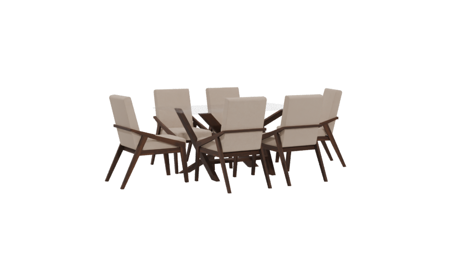Stylish Glass Dining Table Set - Professional 3D Model Render 4