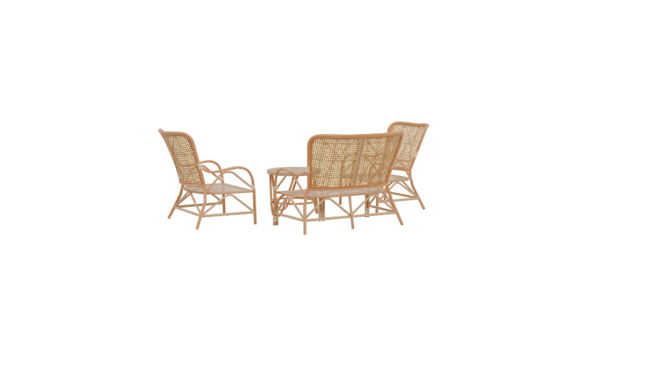 Stylish Rattan Furniture Set 3D - Professional 3D Model Render 4