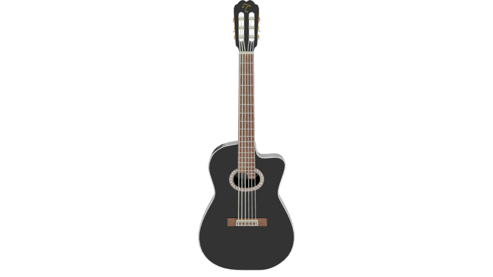 Stylish Black Acoustic Guitar 3D Model - Professional 3D Model Render 11