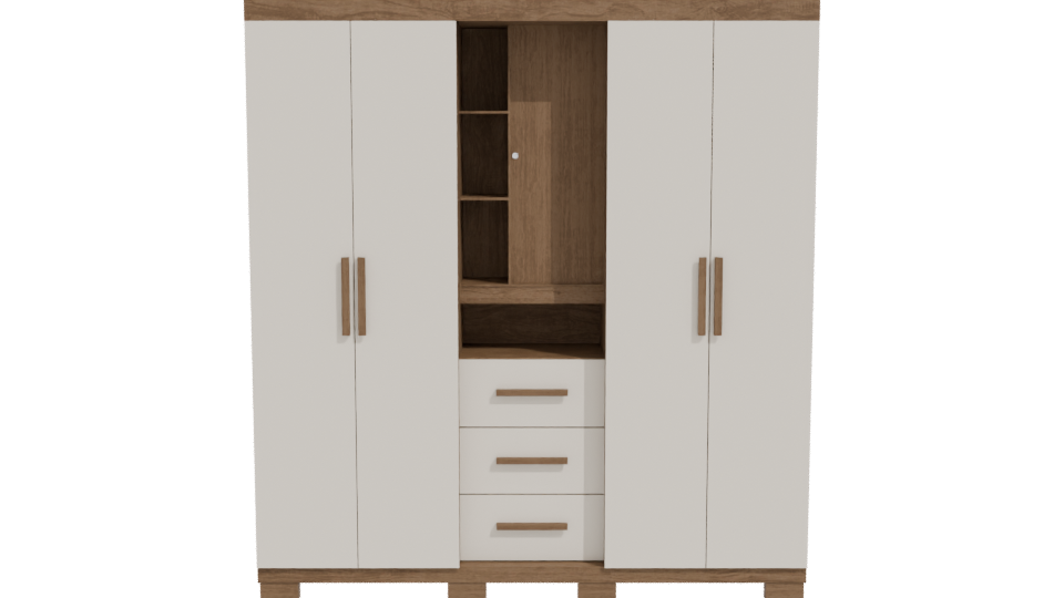 Stylish Wooden Wardrobe 3D Model - Professional 3D Model Render 11