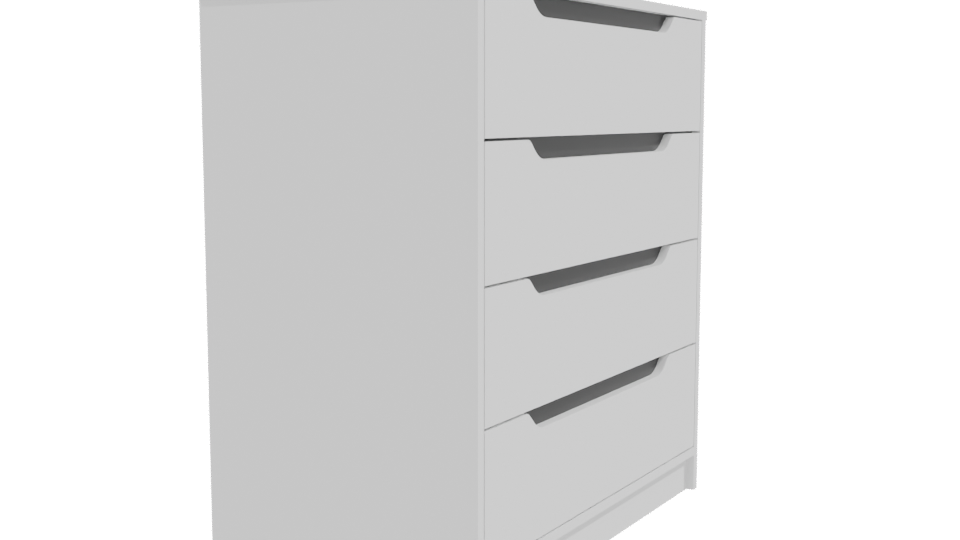 Modern White 4-Drawer Dresser 3D - Professional 3D Model Render 9