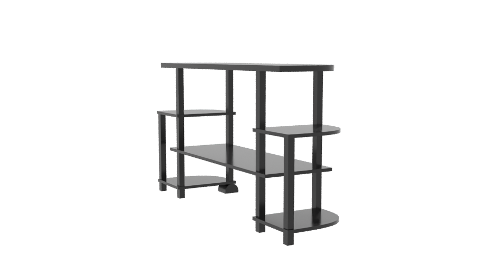 Minimalist Black Entertainment Console - Professional 3D Model Render 7