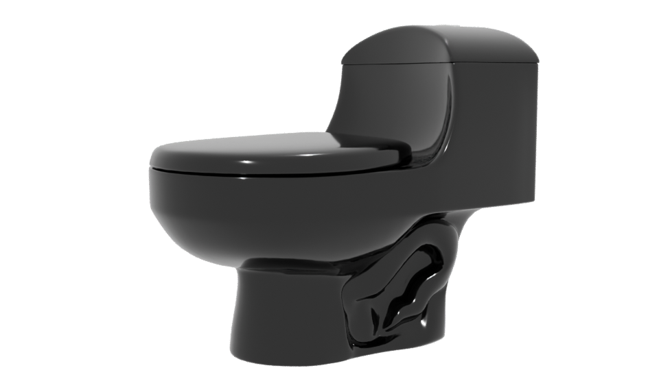 Modern Black One-Piece Toilet 3D - Professional 3D Model Render 13