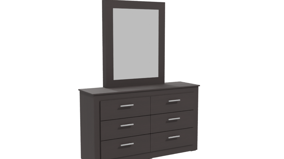 Elegant Wooden Dresser with Mirror - Professional 3D Model Render 10