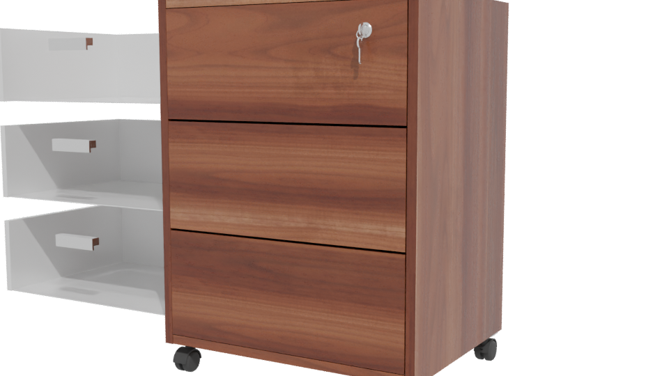 Stylish Wooden Filing Cabinet 3D - Professional 3D Model Render 12