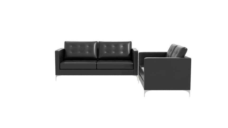 Stylish Black Leather Sofa Set - Professional 3D Model Render 11