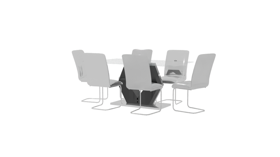 Contemporary Glass Dining Table Set - Professional 3D Model Render 6