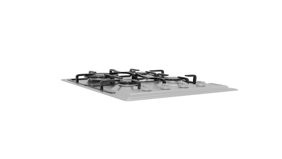 4-Burner Gas Cooktop Model 3D - Professional 3D Model Render 13